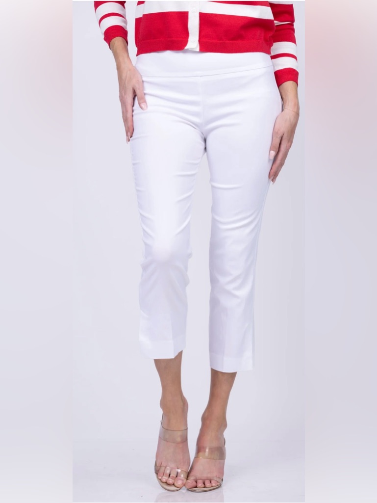 Elliott Lauren Womenâs Elastic Crop Pull On Pant White Size 8